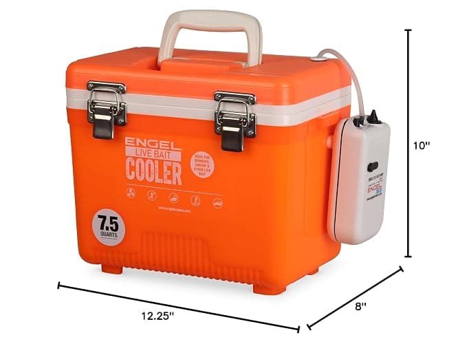 Engel Live Bait Cooler Box with 2nd Gen 2-Speed Aerator Pump - Portable Fishing Station & Minnow Bucket for Shrimp & Other Live Fish with Aerator - ENGLBC-N thumbnail 7