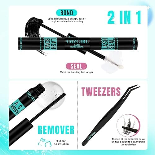 Manga Lash Clusters Kit 144PCS Fairy Eyelash Extension Kit with Lash Bond and Seal, Fake Eyelashes Clusters with Invisible Lash Band, Lash Glue Remover and Lash Applicators (8-16mm Kit,Black Bond) thumbnail 5