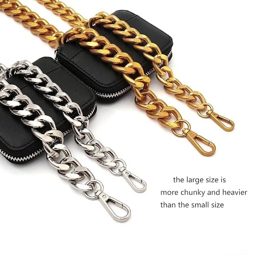 Yichain 42''Substantial Big Metal Cross-Body Chain Purse Strap Replacement for Mini Wallet,Waist Pack,Chest Bag - Black Grey - Large thumbnail 6