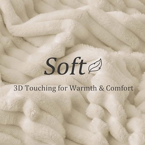 BEDELITE Beige Fleece Throw Blankets, Fluffy Blanket for Couch, 50x60 Inch | Soft Warm Plush Cozy Blanket, Fuzzy Blanket for Sofa Bed Bedroom Living Room Decor, Couverture, Gifts for Women Men Friends thumbnail 5