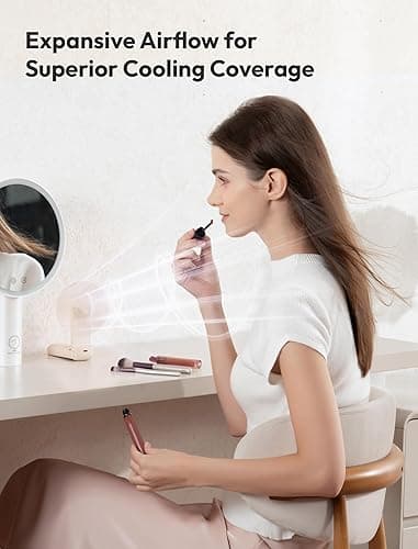 Aecooly Slim Portable Fan, Thin Handheld Fan, USB Rechargeable Mini Personal [24H Max Cooling Time], Battery Powered Small Foldable Pocket for Travel, Summer, Gifts for Women, Girls -Beige - 1 Pack - Beige thumbnail 5