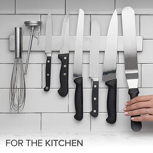 Modern Innovations 16 Inch Stainless Steel Magnetic Knife Bar with Multi-Purpose Functionality as a Knife Holder, Knife Strip, Magnetic Tool Organizer, Art Supply Organizer & Home Organizer - 16 Inch thumbnail 3