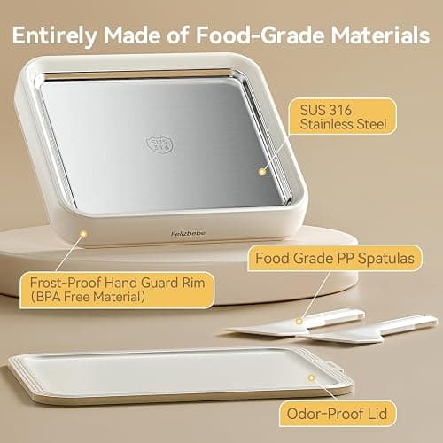 Rolled Ice Cream Maker, Felizbebe Instant Ice Cream Roller Tray with Lid and 2 Spatulas, Food Grade Premium Stainless Steel Cold Plate No-electricity for Fun Family Activities, DIY Parent-Child Time thumbnail 4