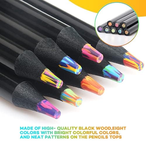 nsxsu 8 Pieces Rainbow Pencils for Adults and Kids, Jumbo Rainbow Coloured Pencil, Multicoloured Pencils for Art Drawing, Colouring, Sketching, Party Favours Bags thumbnail 4