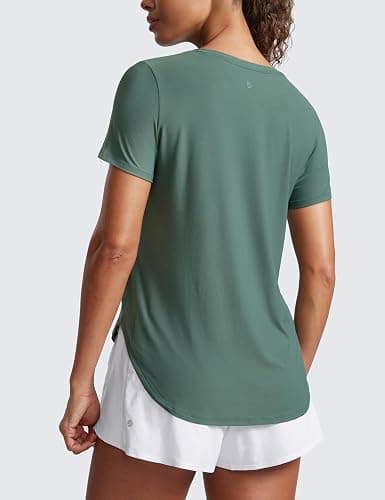 CRZ YOGA Cloudweight Workout Tops for Women Lightweight Athletic Short Sleeve Shirts Gym Running Side Slit T-Shirts thumbnail 2