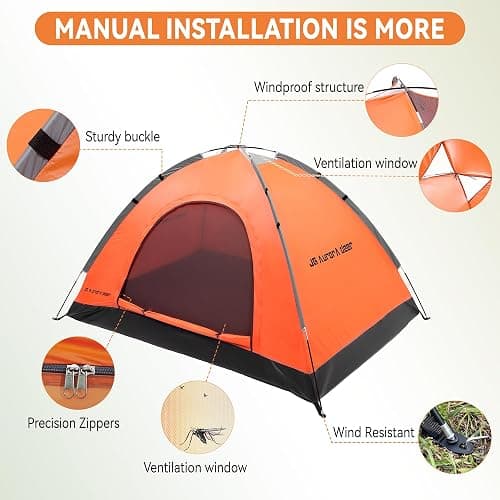 2 Person Camping Tent 4 Person Tents for Camping Windproof Tents for Camping Hiking Backpacking Traveling 2/3/4 Family People Tents for Camping Portable Tent with Carry Bag thumbnail 3