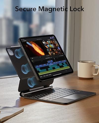 ESR iPad Air 11 Inch Case with Keyboard (M3/M2, 2025/2024) & iPad Pro 11/Air 5th/4th Gen Keyboard, Easy-Set Magnetic Stand, Portrait/Raised Modes, with Removable Protective Case, Black thumbnail 7