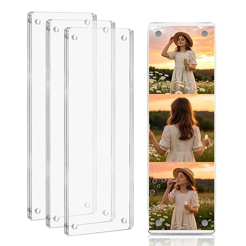 4 Pcs 2x6 Acrylic Photobooth Magnet Frame, Picture Strip Holder for Fridge | Clear Acrylic Frame with Strong Magnets, Perfect for Displaying Photo Strips on Refrigerators, Lockers, Desks, and more - Image 1