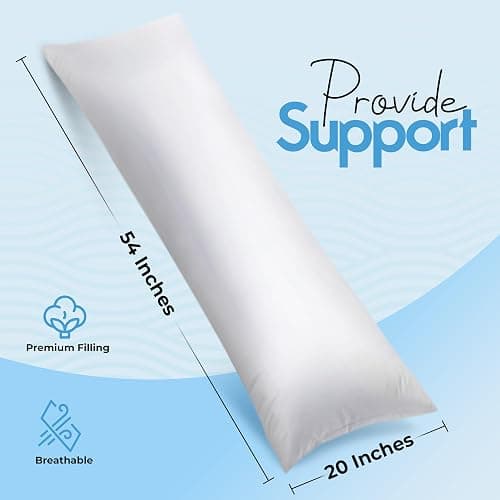 Utopia Bedding Full Body Pillow for Adults (White, 20 x 54 Inch), Long Pillow Insert for Sleeping, Ideal for Side Sleepers thumbnail 3