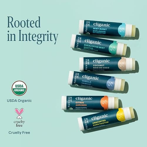 Cliganic Organic Lip Balm Set (6 Flavors) - 100% Natural Hydrating, Moisturizing for Dry Cracked Lips, Stocking Stuffer Gift for Men & Women thumbnail 6