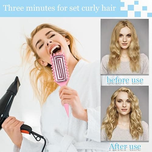 Curly Hair Brush,Curl Defining Brush plus 3 Pieces Hair Styling Comb Set(Slick Back Hair Brush,Rat Tail Comb,Edge Bristle Brush) Lightweight Vented for Combing, Shaping, Styling(Pink) thumbnail 2