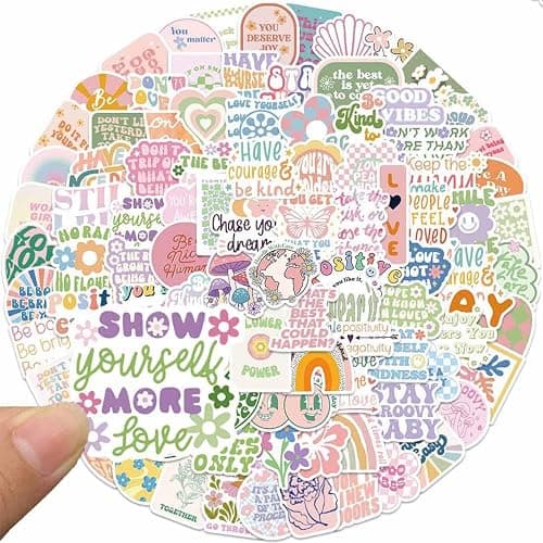 Cute Preppy Stickers Pack for Girls Women Kids 100pcs Vinyl Waterproof Aesthetic Stickers for Water Bottles Laptop Phone Pink Aesthetic Preppy Stuff, Things, Inspirational Positive Motivational Decals thumbnail 3
