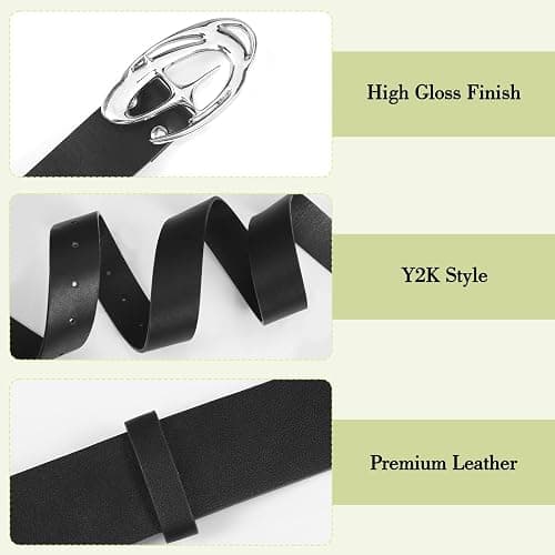 Grevosea Y2k Belt, Goth Double Grommet Belt Faux Leather Punk Rock Belts for Men and Women, Y2k Fashion Accessories Bling Leather Belts With Cross and Diamond for Jeans thumbnail 3