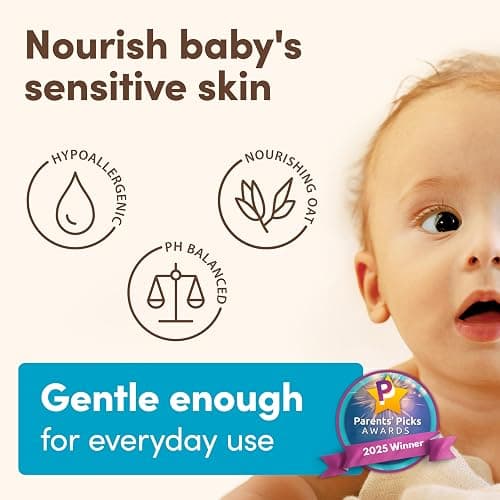 Aveeno Baby Daily Moisture Body Lotion for Sensitive Skin, Hypoallergenic Moisturizing Baby Lotion with Nourishing Oatmeal to Deeply Moisturize Baby's Skin, Fragrance-Free, 18 fl. oz thumbnail 3