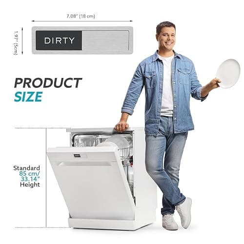 Rimaaiae Dishwasher Magnet Clean Dirty Sign, Strong Magnet Non-Scratch Clean Dirty Magnet for Dishwasher, Easy to Read & Slide thumbnail 2