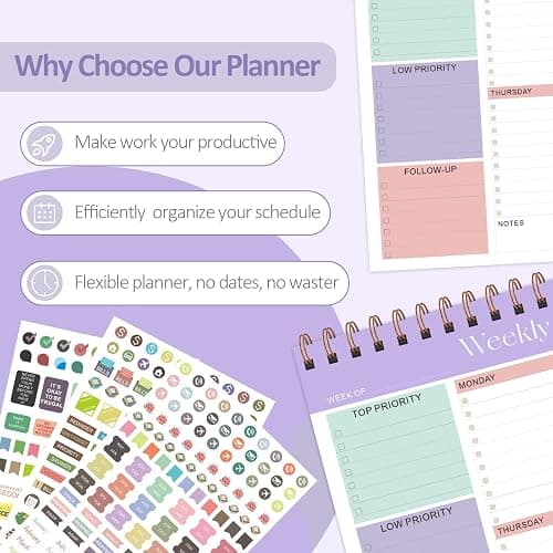 Weekly To Do List Notepad, 52 Undated Sheets (8.5"×11"), Undated Weekly Planner for Women & Men, Desk Accessories and Supplies for Office, Home, and School thumbnail 7