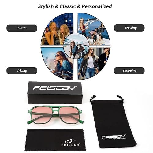 FEISEDY Retro Square Aviator Sunglasses Women Men 70s Vintage Trendy Plastic Frame Sun Glasses B2835 thumbnail 7