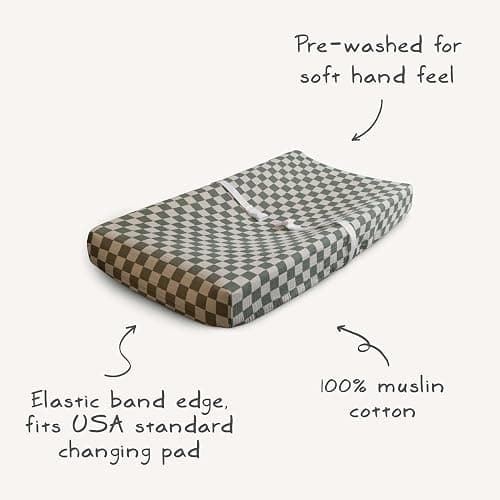 mushie Extra Soft Muslin Fitted Changing Pad Cover (Fog) - Fog thumbnail 8