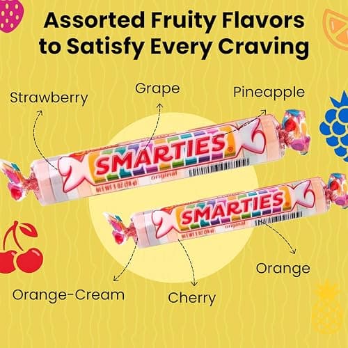 Smarties Candy Giant Rolls - Gluten & Vegan Free - Classic Sweetness From Family Owned Company Since 1949, Peanut & Dairy Free - Individually Wrapped Bulk Halloween Candy- 2.2 Pound (Pack of 2) thumbnail 7