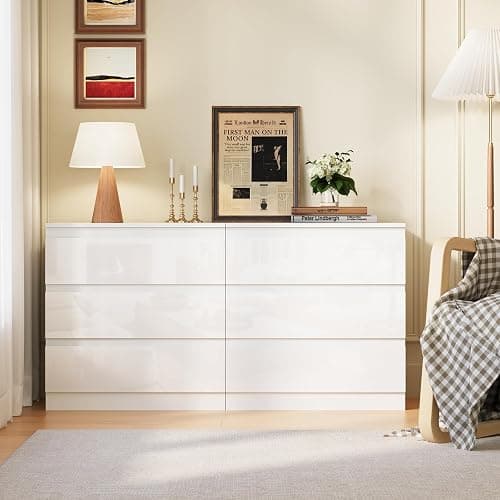 OtterOasis White Wood Dresser for Bedroom, 3 Drawer Dresser for Clothes Storage, Modern Dressers with Wide Drawers, Wide Wooden Chest Drawers for Living Room, Entryway, TV Stand thumbnail 9