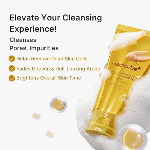 medicube Facial Cleanser Turmeric Capsule Foam Cleanser | for Balancing Uneven Skin Tone & Texture | Fade Appearance of Uneven Patches & Ideal for Use After Spot Care | Korean Skincare, 4.23 oz thumbnail 3