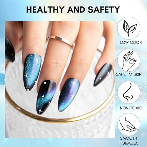 Makartt Blue Cat Eye Gel Nail Polish: Magnetic Glitter Gel Polish Soak-Off UV/LED with Aurora Effect, Long-Lasting Black Hole Shine, Comes with Magnet Stick Salon Home Nail Art 10ml thumbnail 4