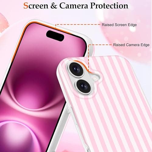 Anuck for iPhone 17 Case Cute Striped Phone Case Girly Aesthetic Vertical Stripe Pattern Design for Women Girls, Soft TPU Shockproof Rubber Bumper Protective Cover for iPhone 17 6.3" - Pink White thumbnail 2