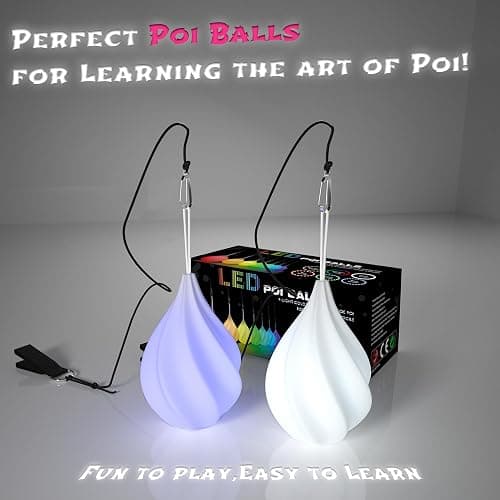 LED Poi Balls Set for Children and Adults - Luminous Premium Toy for Beginners & Professionals | LED Pois Kids Juggling | Juggling Set & Light Painting Accessories | Fire Poi Balls & Luminous Balls thumbnail 5