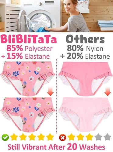 BliBliTaTa Girls Two Piece Long Sleeve Swimsuit Rash Guard Set, Kids Bathing Suit for Toddler, Size 3 Month to 8 9 10 12 14 thumbnail 6