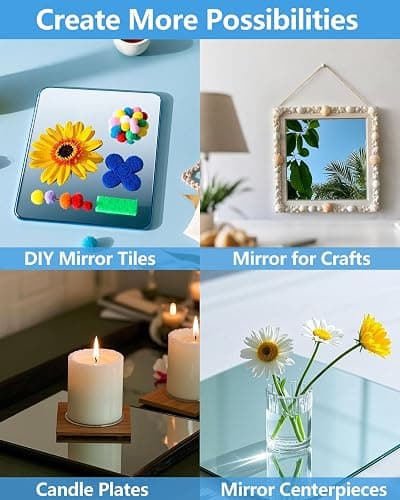 NKJVE Unbreakable Mirror Tiles Self Adhesive,4PCS 8”x8” Toddler Mirror for Classroom Decor, Peel and Stick On Small Mirrors for Wall Decor, Shatterproof Plastic Mirrors Stickers for Kids Decorative thumbnail 4