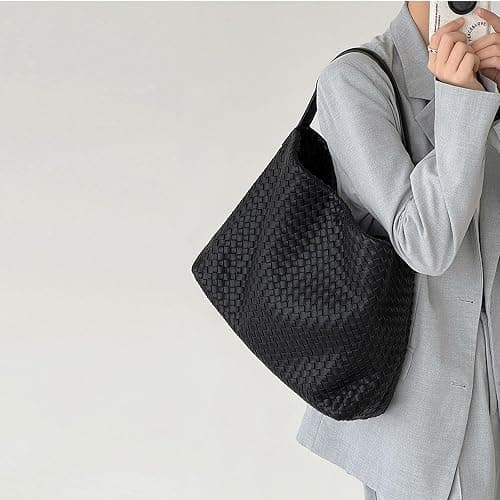 JINMANXUE Women Boston Bag, Woven Hobo Tote Handbag and Purses, Female Satchel Messenger Bags, Fashion Shoulder Crossbody Bag thumbnail 3
