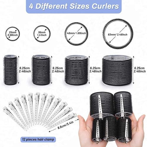 Selizo Hair Roller 28 Pcs Set, Includes 16Pcs Self-Grip Hair Rollers in 4 Sizes and 12Pcs Hair Clips for Long Medium Short Hair Volume thumbnail 3