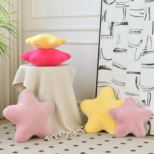 Xiashrk Star Pillow, Decorative Throw Pillows for Bed Couch, 15" Star Shaped Pillow Plush Floor Cushions Room Decor Pillow with Soft Faux Rabbit Fur for Sofa Bedroom Living Room thumbnail 4