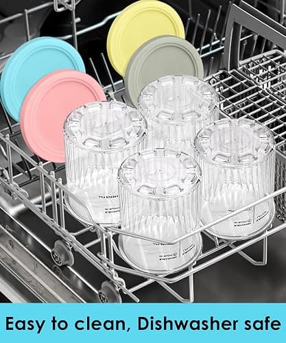 FIRJOY Replacement Pints and Lids - 24oz. Containers Compatible with Ninja Creami Deluxe 11-in-1 NC501, NC500 Series Ice Cream Maker (4 Pack - Blue, Pink, Grey, Yellow) thumbnail 4