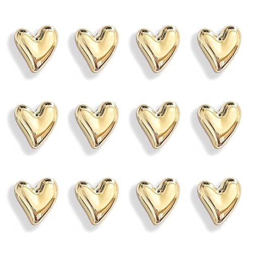 Janvelle 12PCS Refrigerator Magnets Gold Magnets for Fridge 0.83in Small Love Heart Cute Decorative Magnet Set for Home Kitchen Office Whiteboard Decor - Image 1