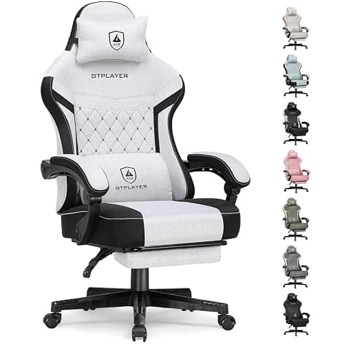 GTPLAYER Gaming Chair, Fabric Computer Office Chair with Pocket Spring Cushion, Ergonomic Office and Gaming, Video Gaming Chair with Linkage Armrests, High Back Desk Chair with Adjustable Recliner - Image 1