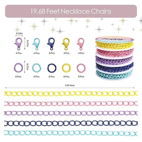 Happy Makers 39.37 Feet Necklace Figaro Chains for Jewelry Making, 4 Colors Brass Plated Necklace Chains with 40 Lobster Clasps, 80 Jump Rings in Bulk for Women Men DIY Bracelet Craft thumbnail 2