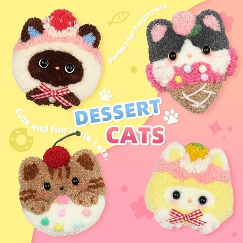 Punch Needle kit for Beginners,Embroidery kit for Beginners,Punch Needle Kits Adults Beginner,Including Printed Patterns, Needles, Easy to Follow Instructions, and Videos-Cat Family thumbnail 2