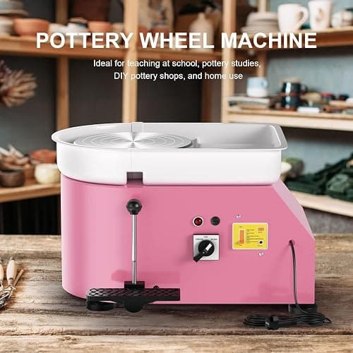 Pottery Wheel Pottery Forming Machine 25CM 350W Electric Pottery Wheel with Foot Pedal DIY Clay Tool Ceramic Machine Work Clay Art Craft (Pink) thumbnail 2