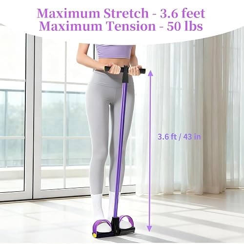 Pedal Resistance Band with Handle, Upgraded 6-Tube Exercise Bands | Natural Rubber Tension Rope, Multifunction Foot Pedal Resistance Bands for Working Out, Ab, Waist, Arm, Leg, Pilates, Yoga thumbnail 7