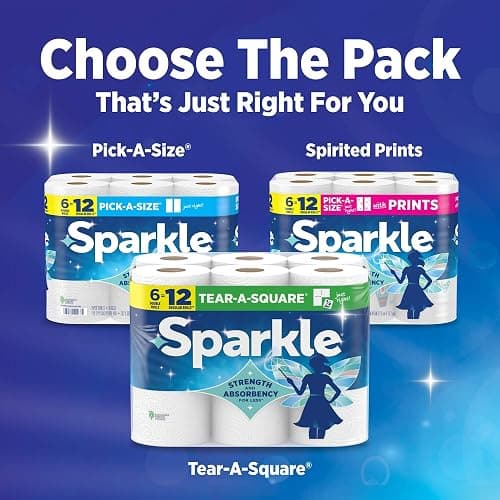 Sparkle Pick-A-Size Kitchen Paper Towels, 6 Double Rolls, 660 Sheets | Strong 2 ply paper towels for kitchen cleanup and everyday messes, high absorbency for soaking up spills and wiping surfaces thumbnail 9