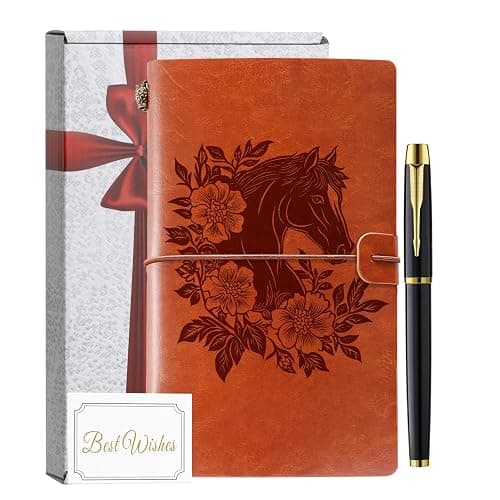 Horse Gifts for Women Girls Horse Stuff Leather Journal Notebook with Pen for Horse Lovers Leather Refillable Notebook, Sketchbook, Travel Diary thumbnail 7