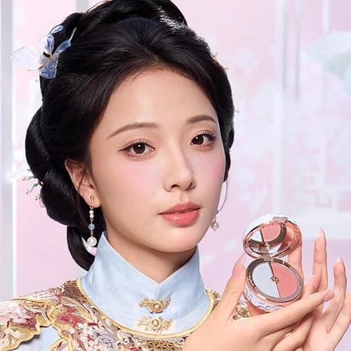 Flower Knows Butterfly Cloud Collar Rouge Box Highlighting & Blush Duo Powder,Blue+Pink Two Tone Matte Blush for Cheeks Bulidable & Blendable Palette,0.21 Oz(02 Seaborne Moon) thumbnail 4