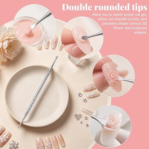 3pcs Nail Art Sculpting Tools, 3D Nail Gel Sculpting Tool Set | Double-Head 3D Gel Nail Art Sculpting Tools Set DIY Manicure Supplies Suitable for Home and Salon Supplies thumbnail 4