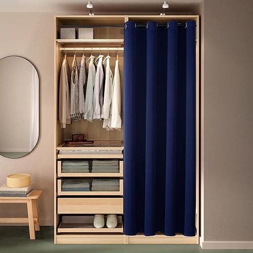 ChrisDowa Blackout Curtains Door Curtain for Doorway Privacy Closet Drapes | 34W x 80L, for Living Room/Bedroom Closet Door, Thermal Insulate Temporary Doorway Single Curtain Drapes, 1 Panel Navy thumbnail 8