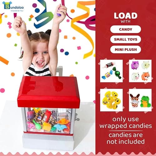 Bundaloo Claw Machine Arcade Game with Sound, Cool Fun Mini Candy Grabber Prize Dispenser Vending Toy for Kids, Boys & Girls thumbnail 4
