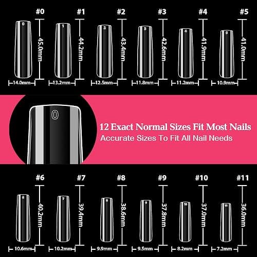 UNA GELLA Extra Long Tapered Sqaure Nail Tips Full Cover 504pcs No C Curve Clear Gel Nail Tips XXL Long Straight Nails Tips Acrylic Nails Square Gel Nails for DIY Nail Art 12 Sizes - Full Square thumbnail 6