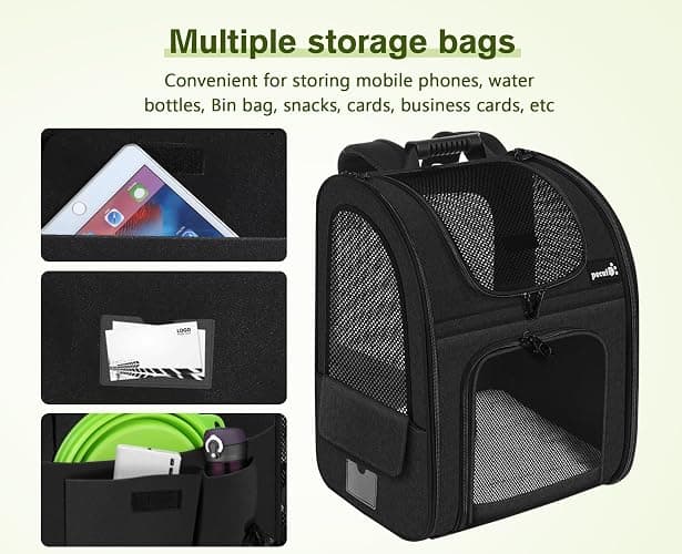 Pecute Pet Carrier Backpack, Large Cat Carrier Backpack, Expandable Cat Backpack with Breathable Mesh for Medium Large Cats, and Small Dogs, Dog Backpack Carrier for Travel Hiking Black thumbnail 8