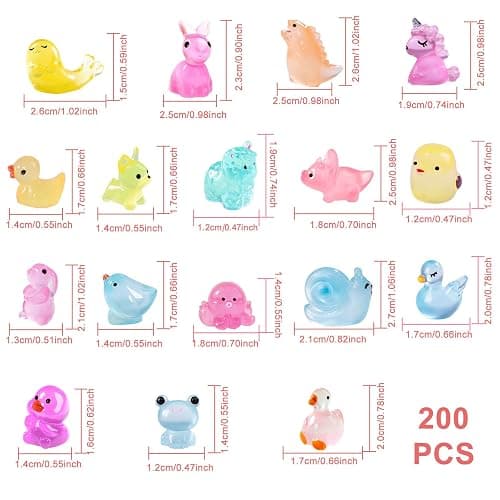 200 Pcs Mini Resin Animals Kit Accessories Variety Pack Glow Animal Figurines Resin Dairy Cow Ducks Figurines Accessories for Variety Pack for Garden Micro Landscape Aquarium Potted Dollhouse Decor thumbnail 3