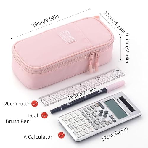 CICIMELON Durable Pencil Case Big Storage Pen Pouch Bag for School Supplies Office College Teen Girls Adults, Pink | Pen Pouch Bag, for School Supplies, Office, College, Adults, Pink thumbnail 4